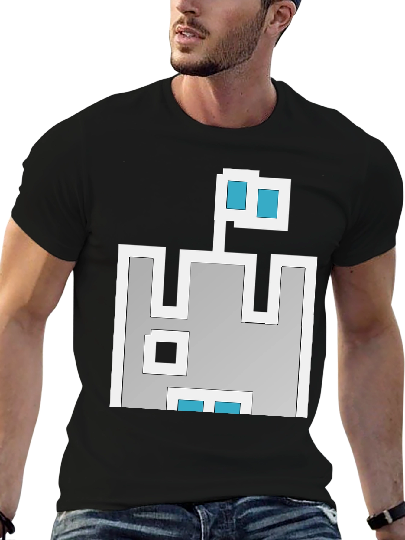 Retro Pixel Castle T-Shirt - Black
