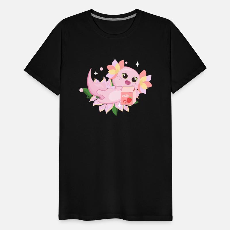 Axolotl Strawberry Milk Milkshake Floral Kawaii
