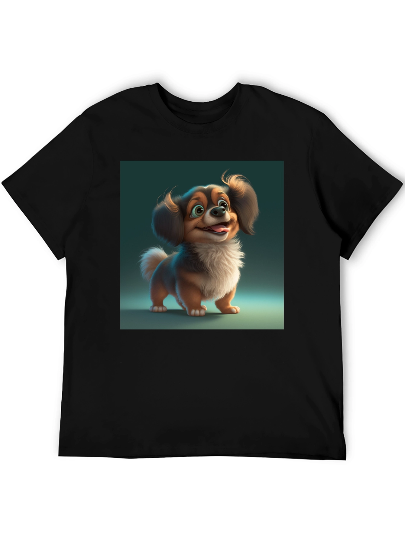 Cartoon Dog Graphic Tee - Soft Cotton Black T-Shirt