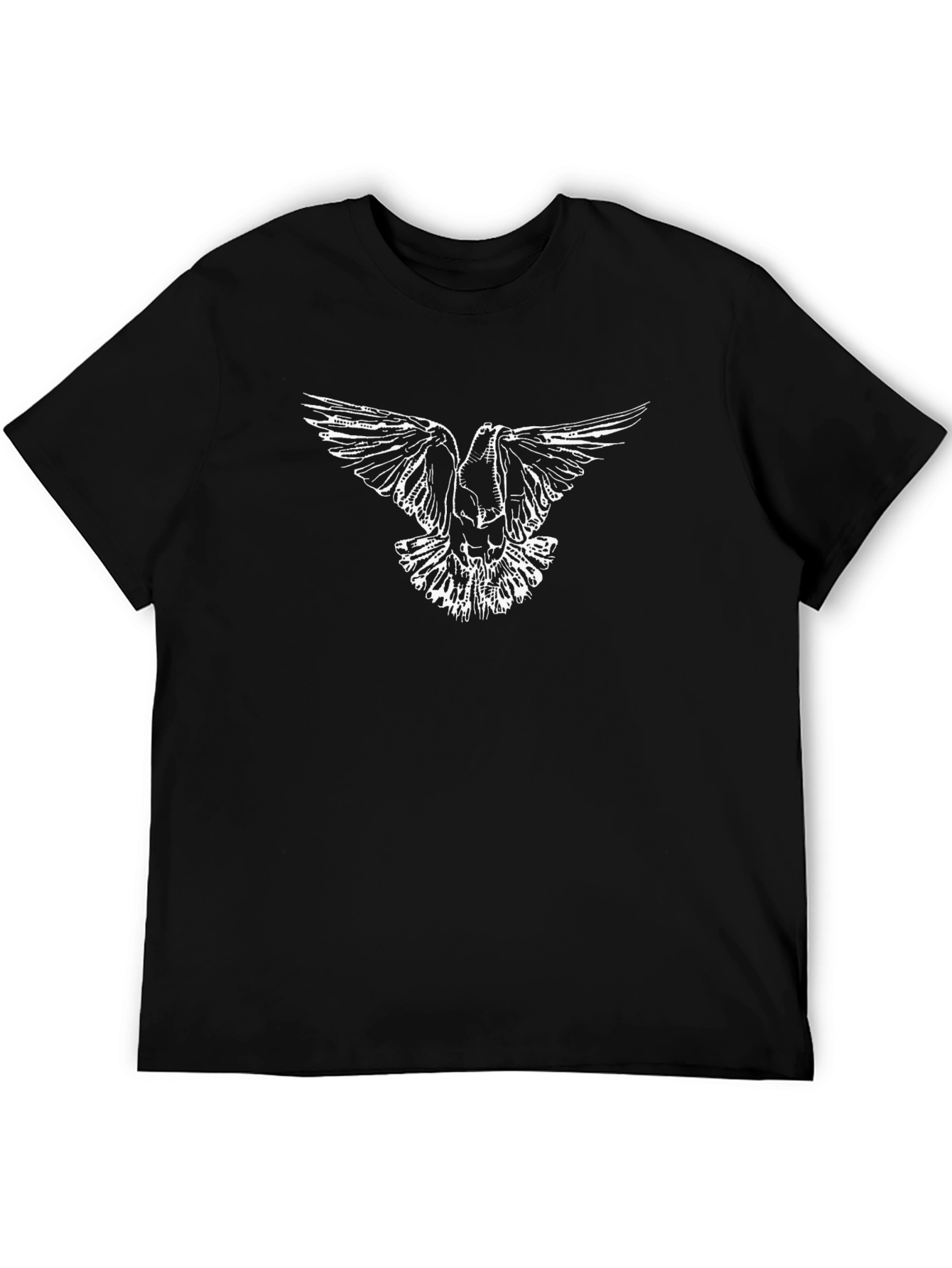 Black T-Shirt with White Dove Graphic