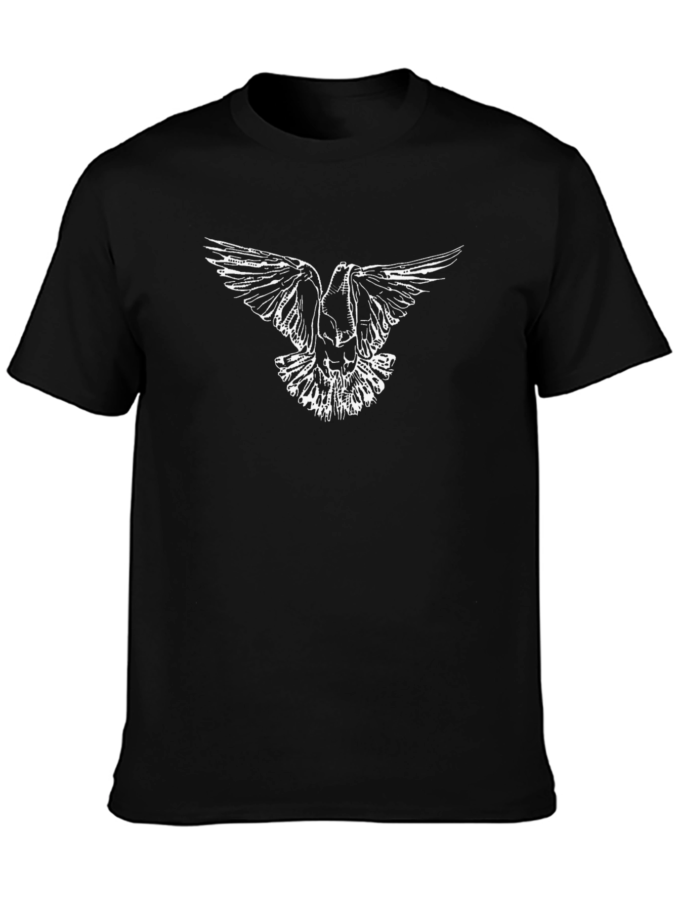 Black T-Shirt with White Dove Graphic