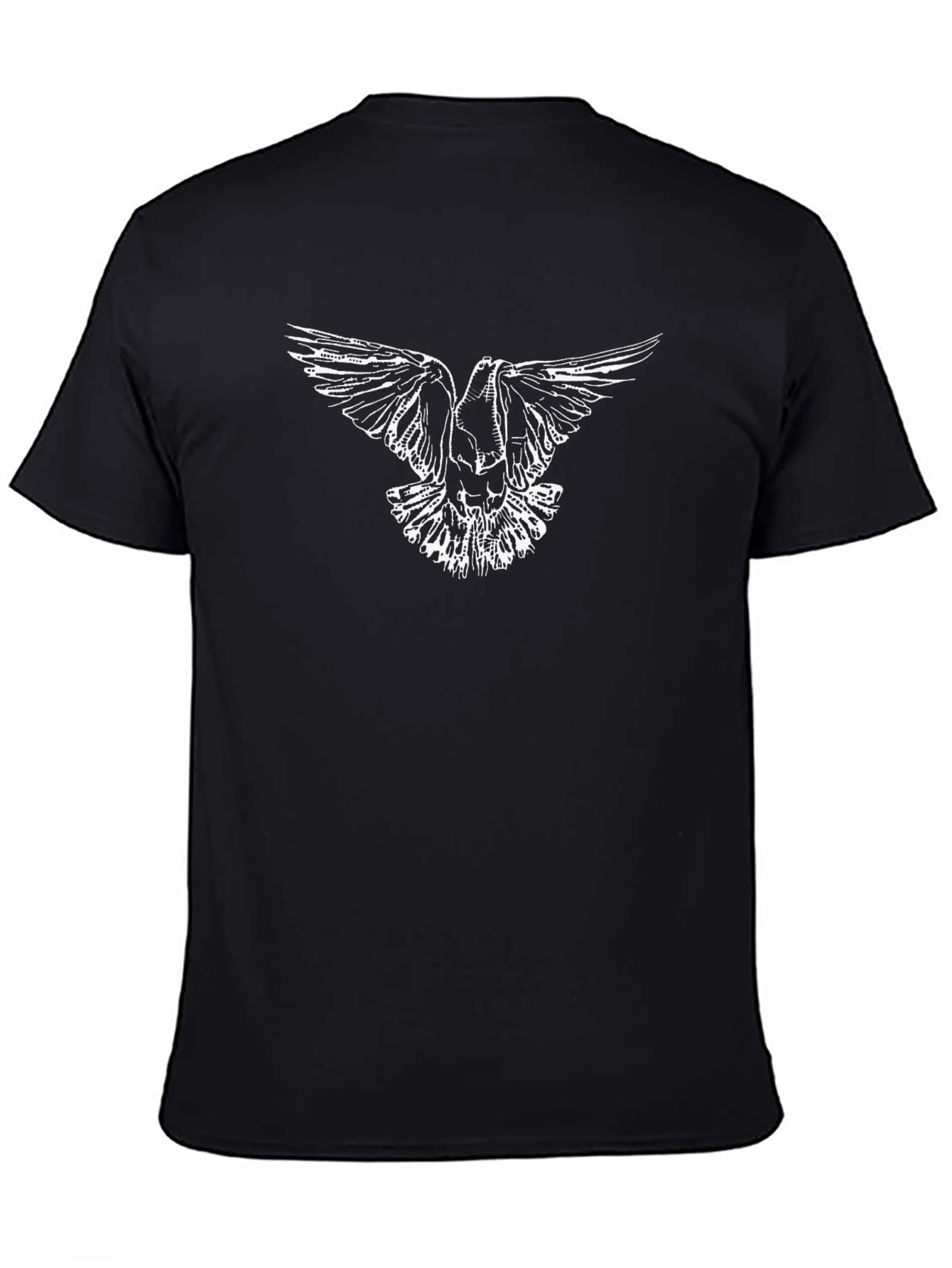 Black T-Shirt with White Dove Graphic