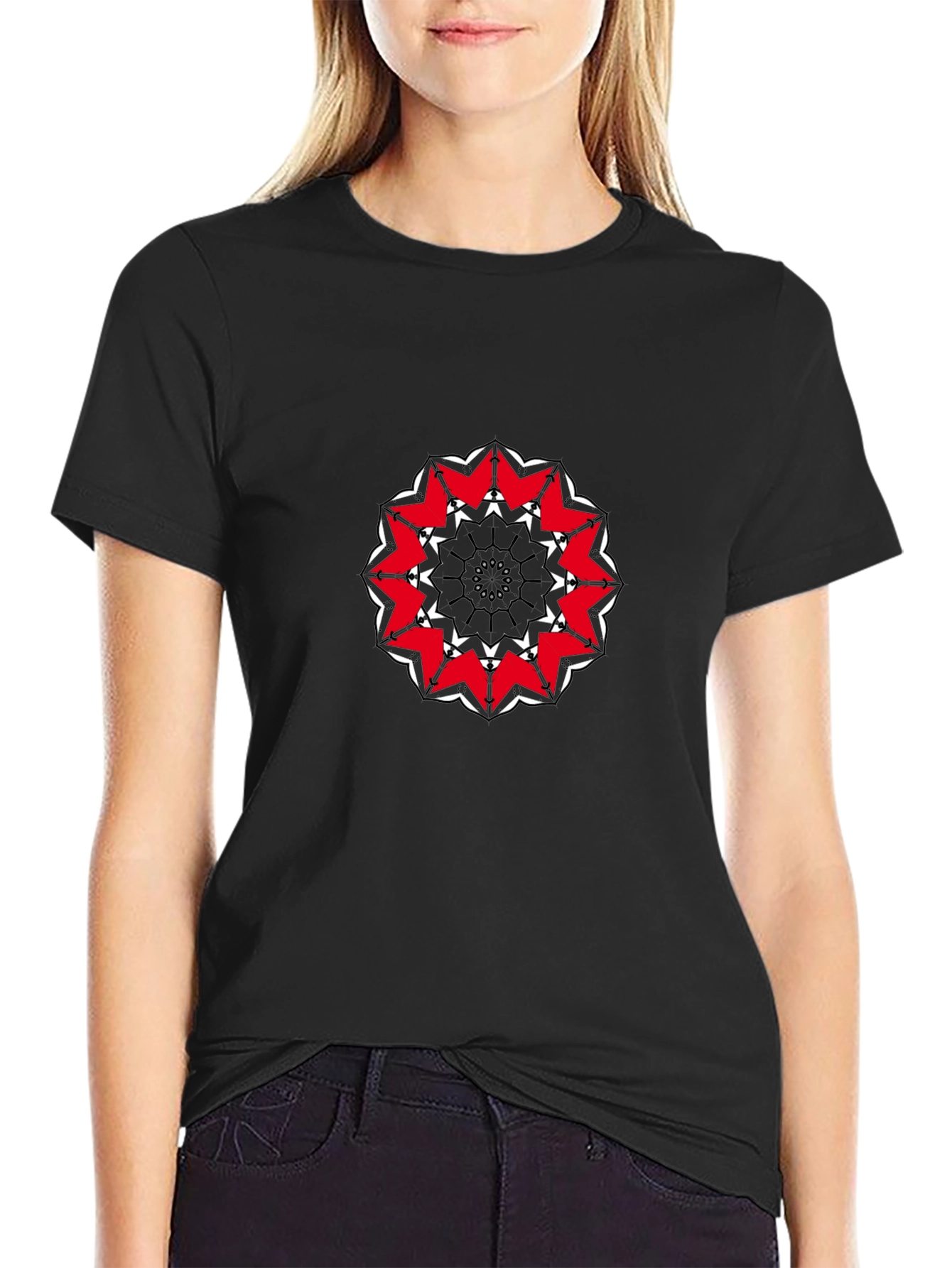 Abstract Mandala Graphic Black T-Shirt
