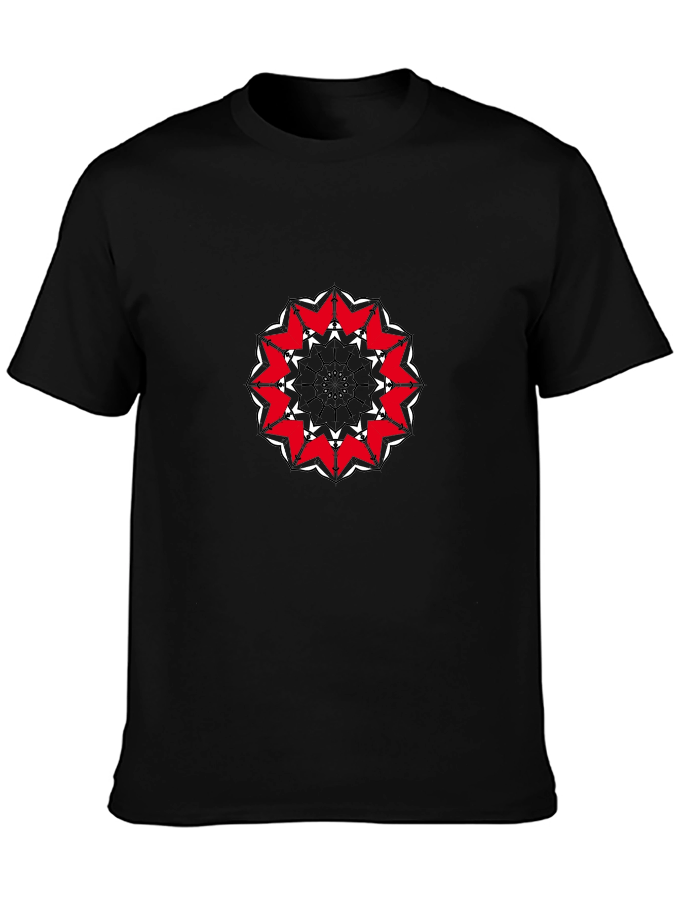 Abstract Mandala Graphic Black T-Shirt