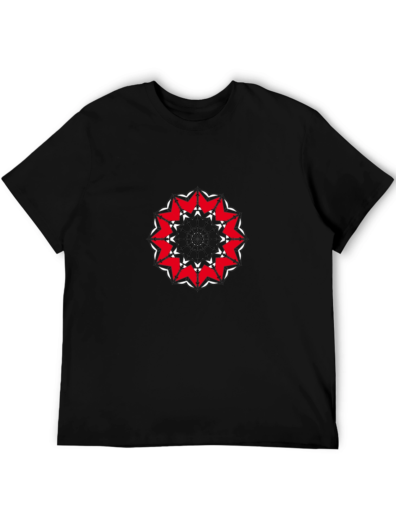 Abstract Mandala Graphic Black T-Shirt