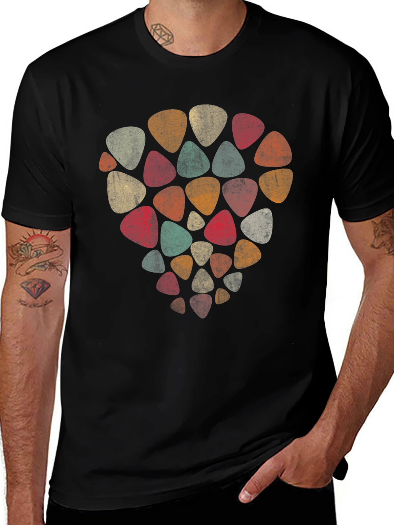 Retro Guitar Pick T-Shirt - Musical Style