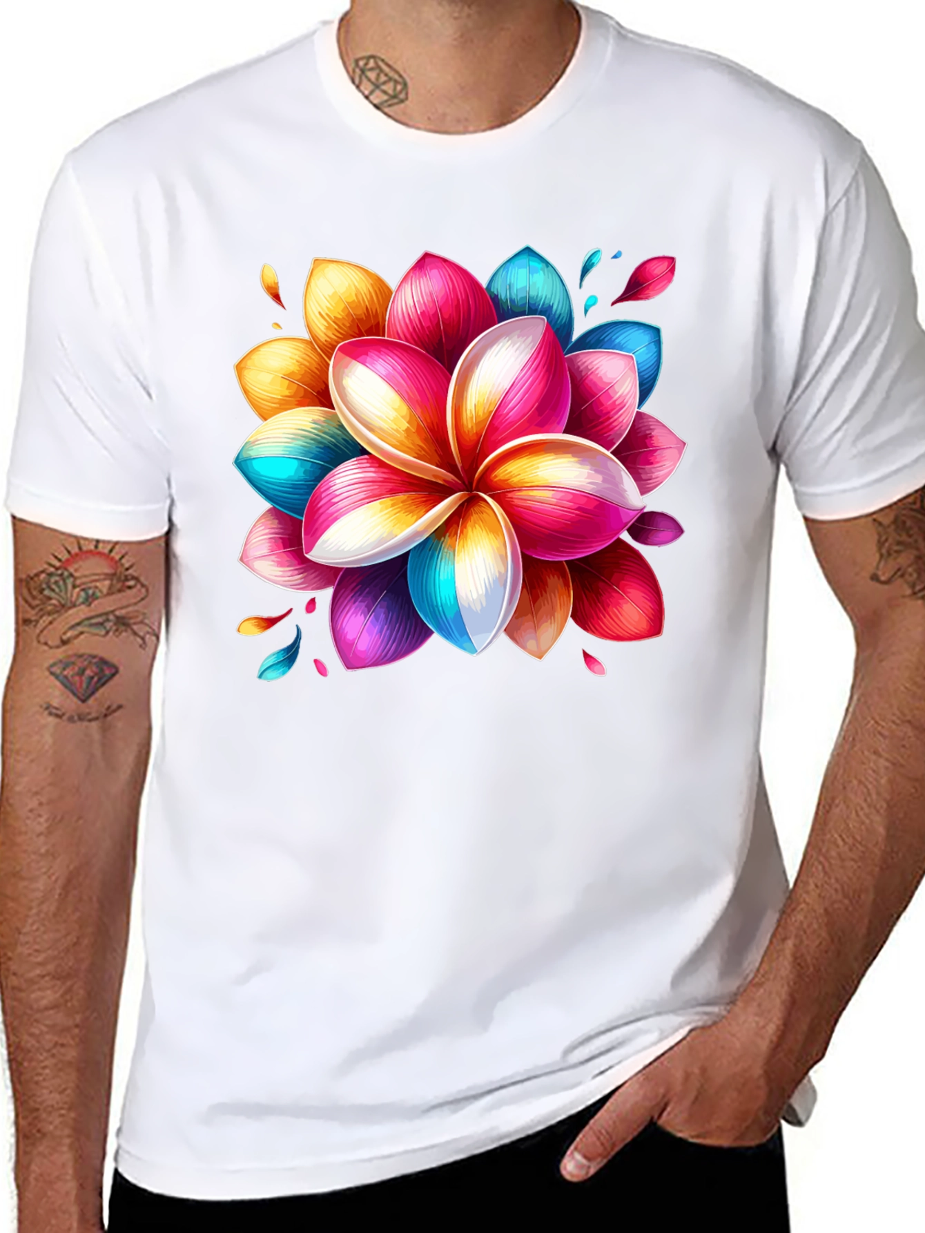 Floral Burst Graphic Tee - Vivid Design
