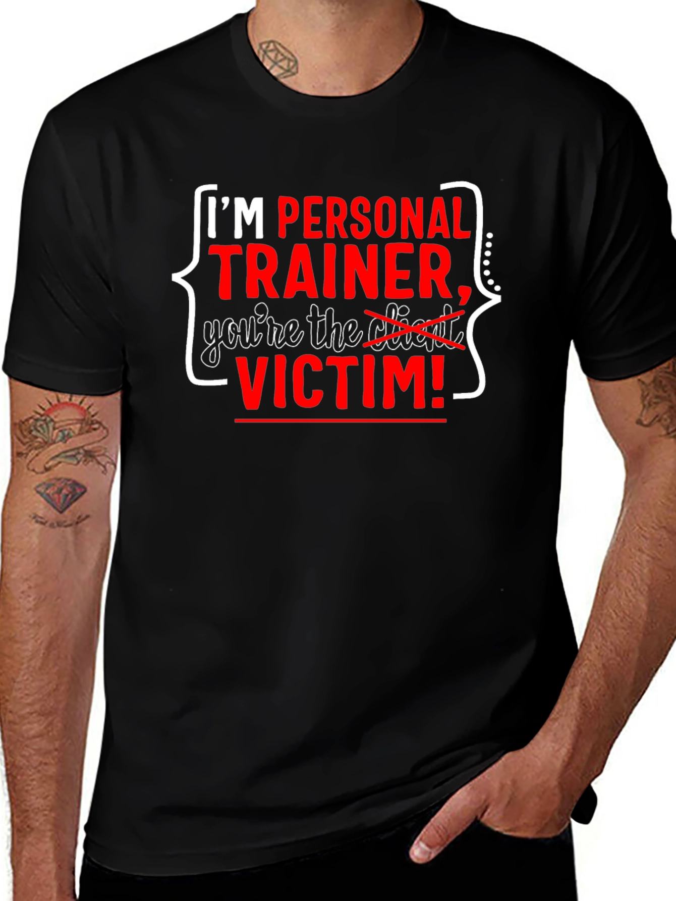 Personal Trainer Victim T-Shirt Funny Workout Tee