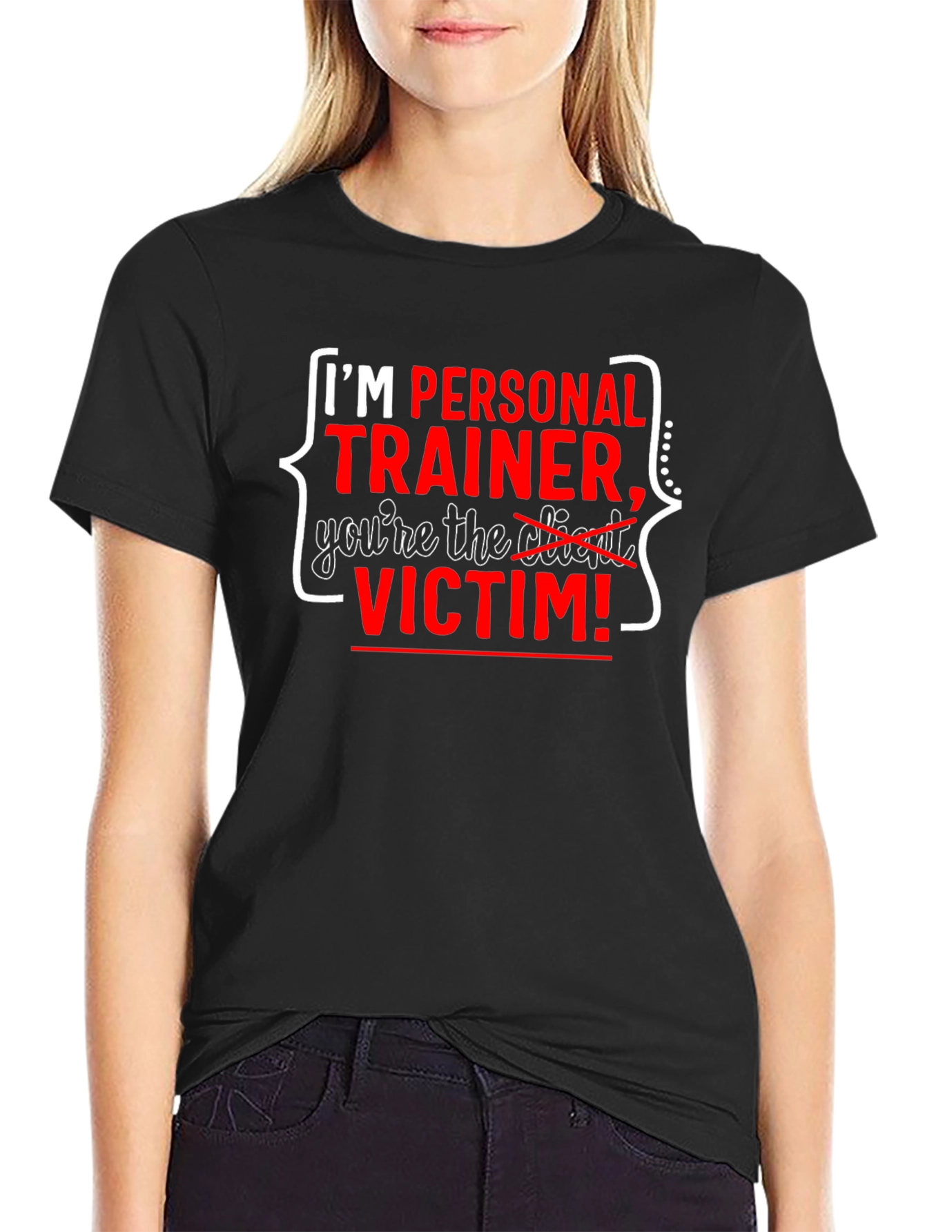 Personal Trainer Victim T-Shirt Funny Workout Tee