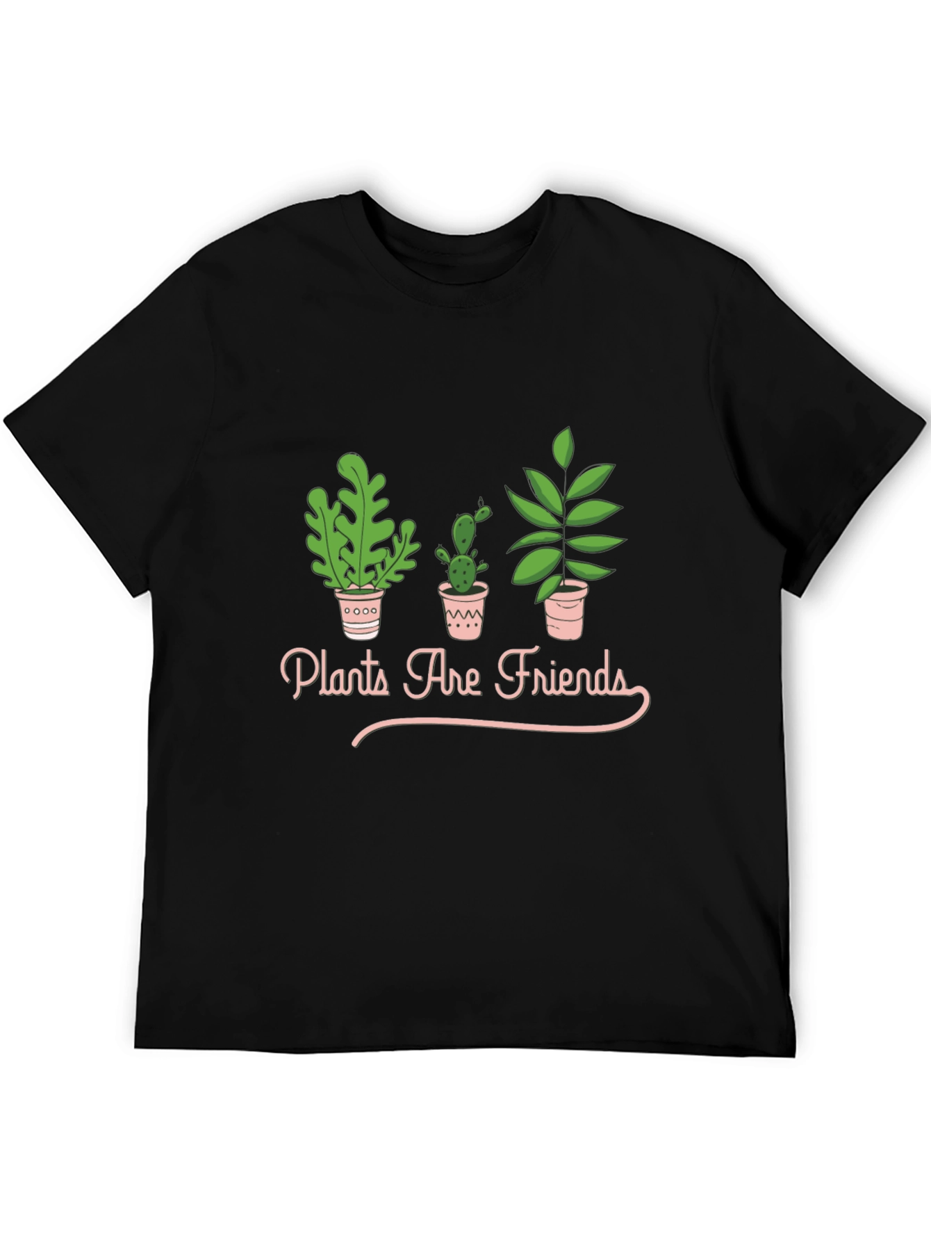 Plants Are Friends Graphic Tee - Black Cotton T-Shirt