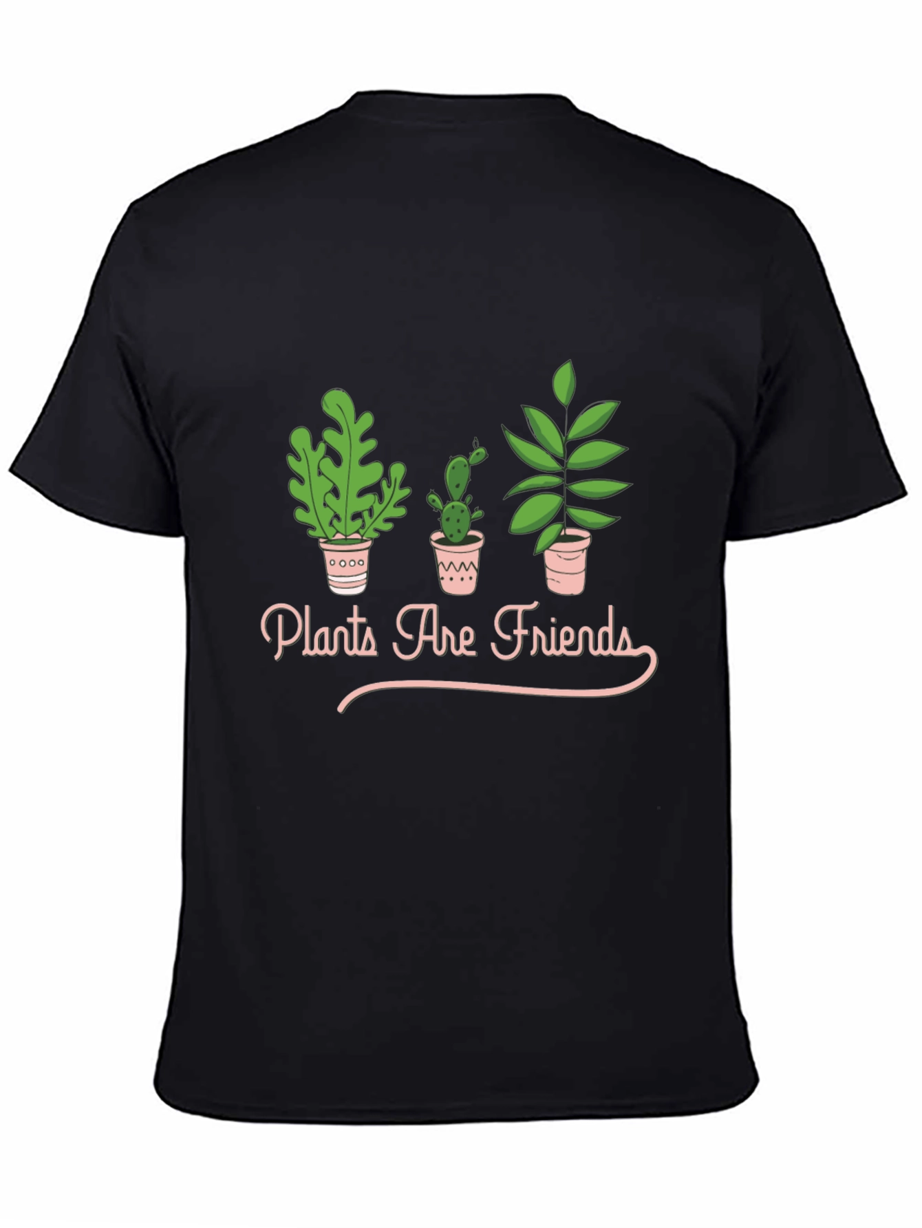 Plants Are Friends Graphic Tee - Black Cotton T-Shirt