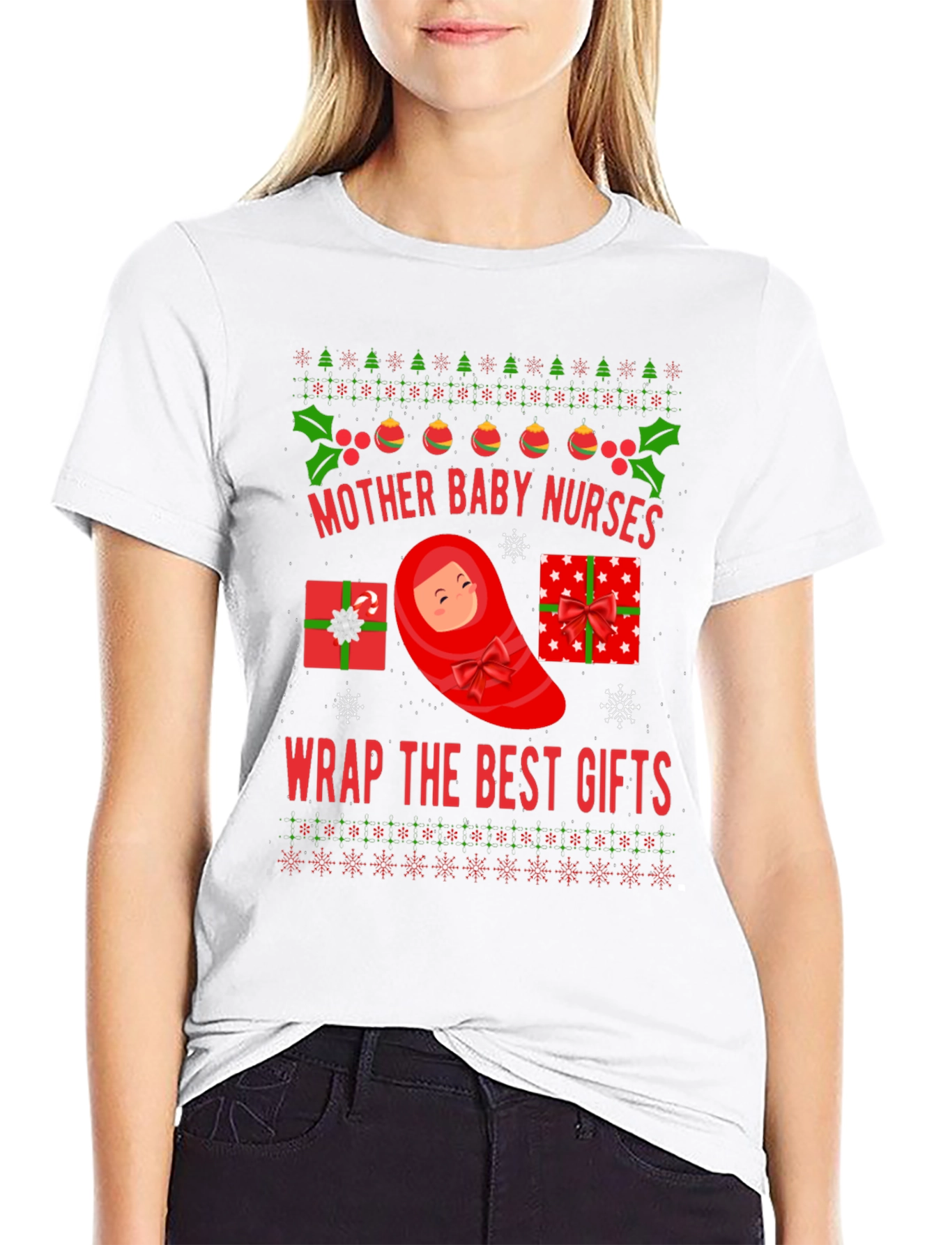 Mother Baby Nurses Christmas T-Shirt
