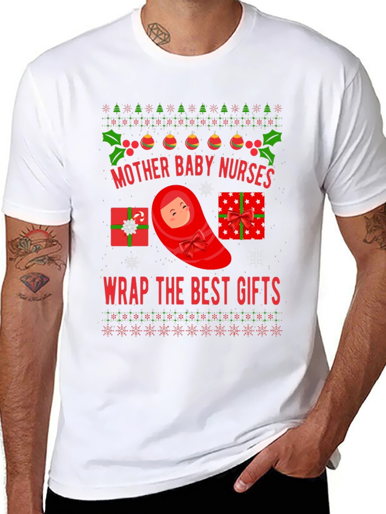 Mother Baby Nurses Christmas T-Shirt