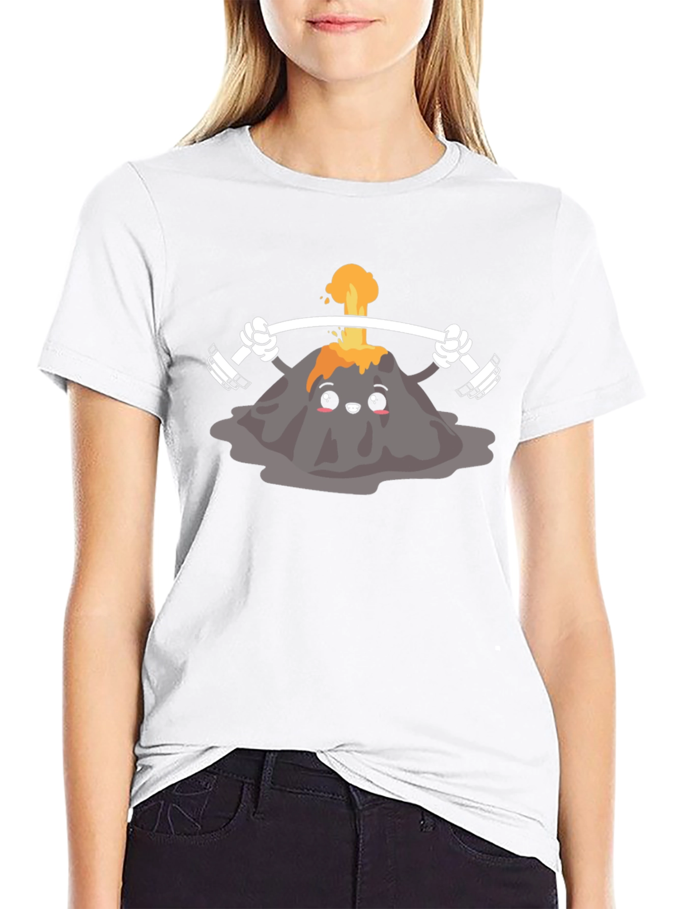 Volcano Lifting Weights Graphic Tee - Black