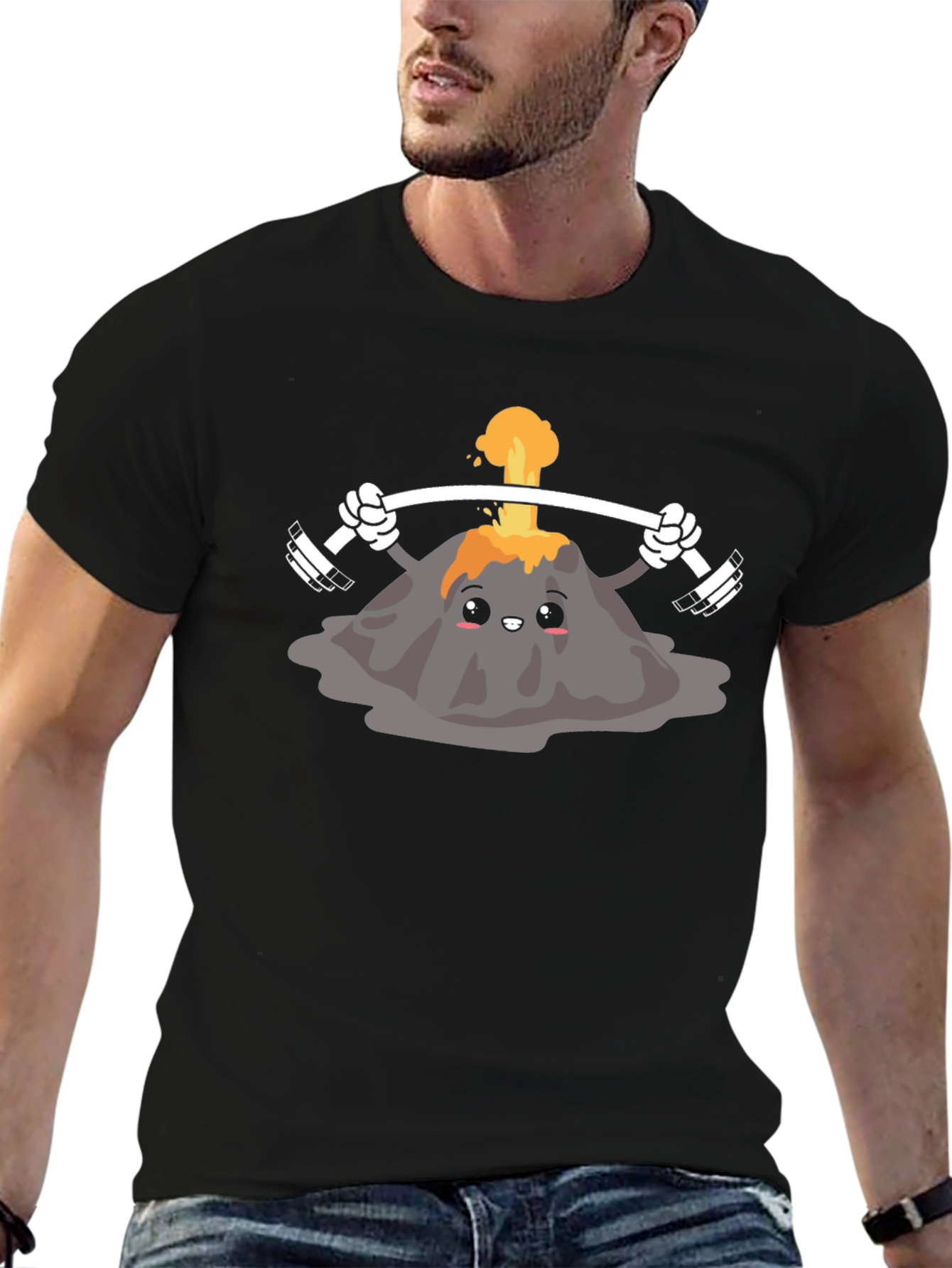 Volcano Lifting Weights Graphic Tee - Black