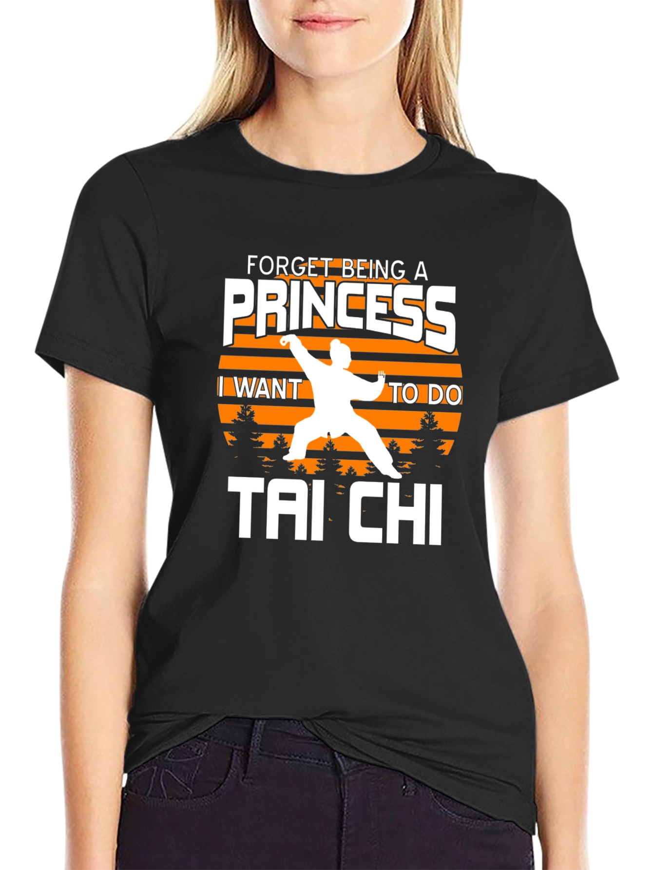 Tai Chi Princess Graphic Tee - Black Cotton