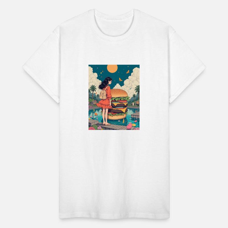 big hamburger and girl