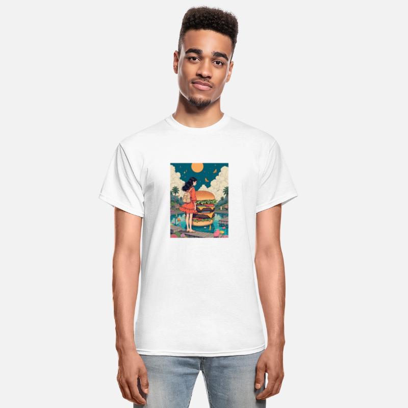 big hamburger and girl