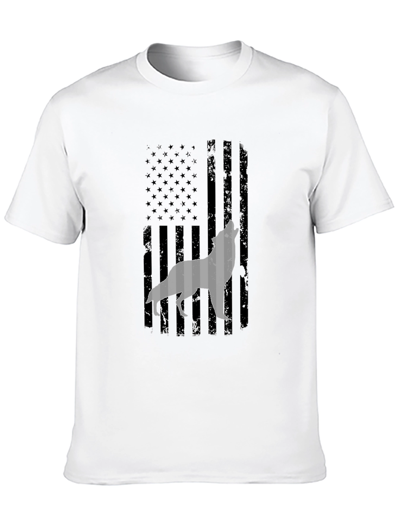 Wolf American Flag Graphic Tee - Patriotic Style