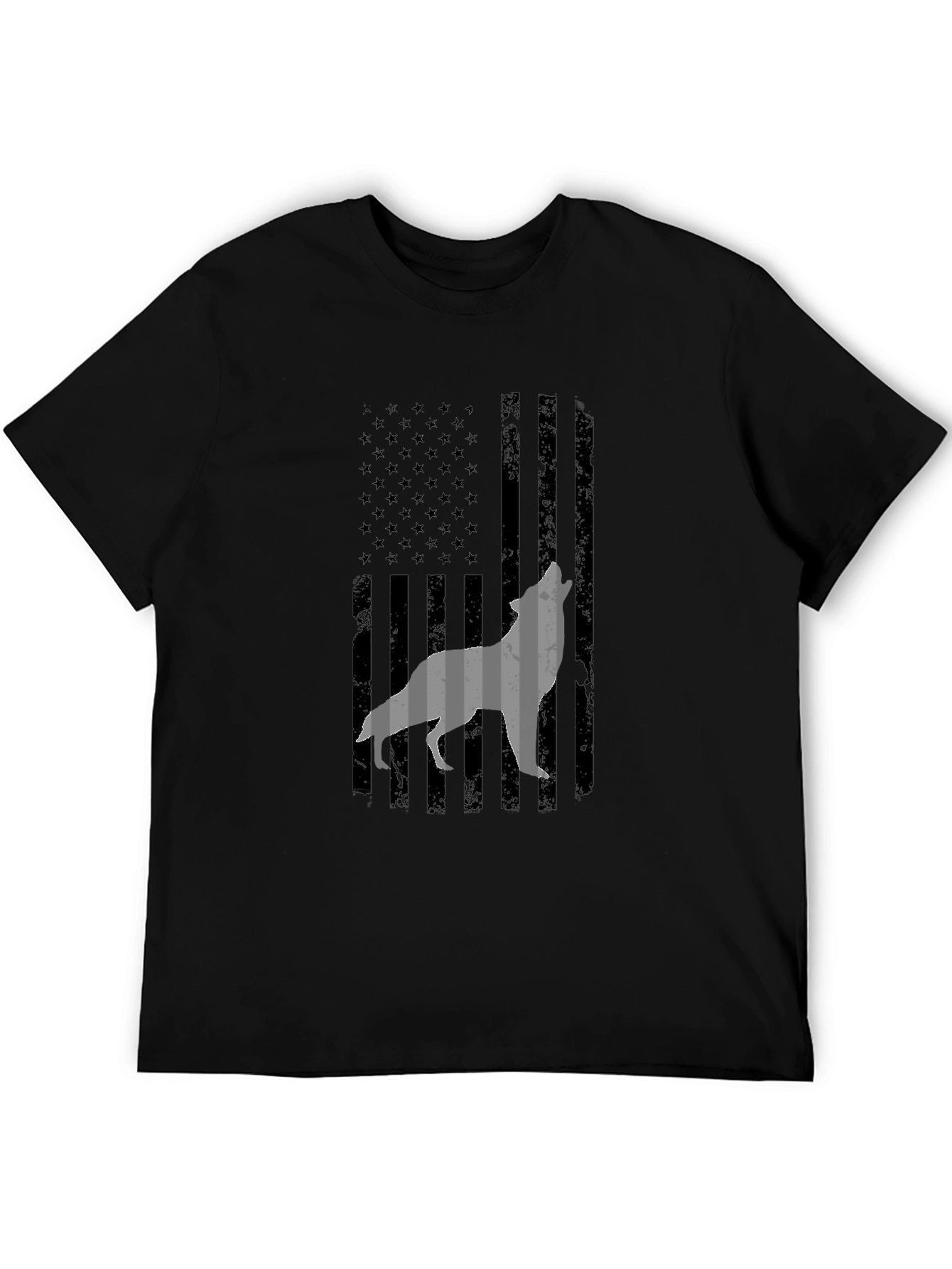 Wolf American Flag Graphic Tee - Patriotic Style