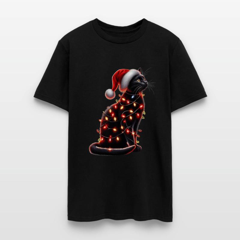Black Cat Christmas Lights Funny Xmas Santa Cat
