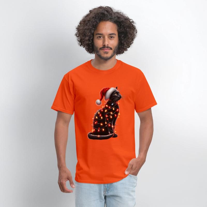 Black Cat Christmas Lights Funny Xmas Santa Cat