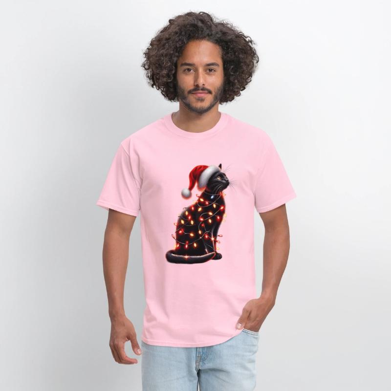 Black Cat Christmas Lights Funny Xmas Santa Cat