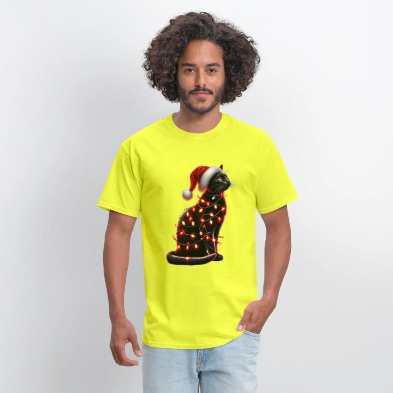 Black Cat Christmas Lights Funny Xmas Santa Cat