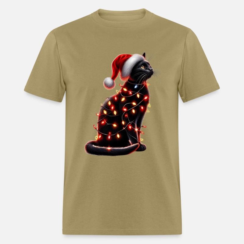 Black Cat Christmas Lights Funny Xmas Santa Cat