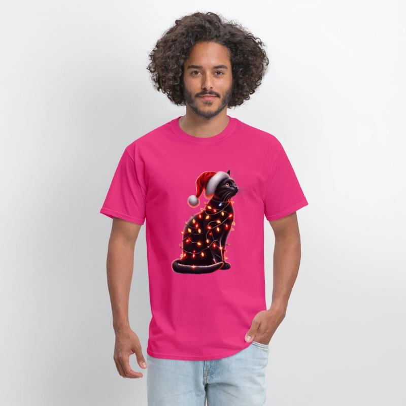 Black Cat Christmas Lights Funny Xmas Santa Cat