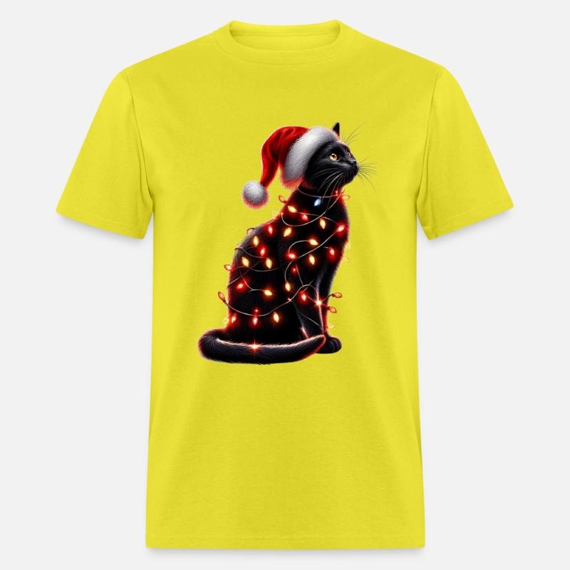 Black Cat Christmas Lights Funny Xmas Santa Cat