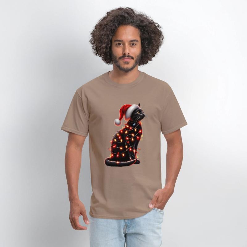 Black Cat Christmas Lights Funny Xmas Santa Cat