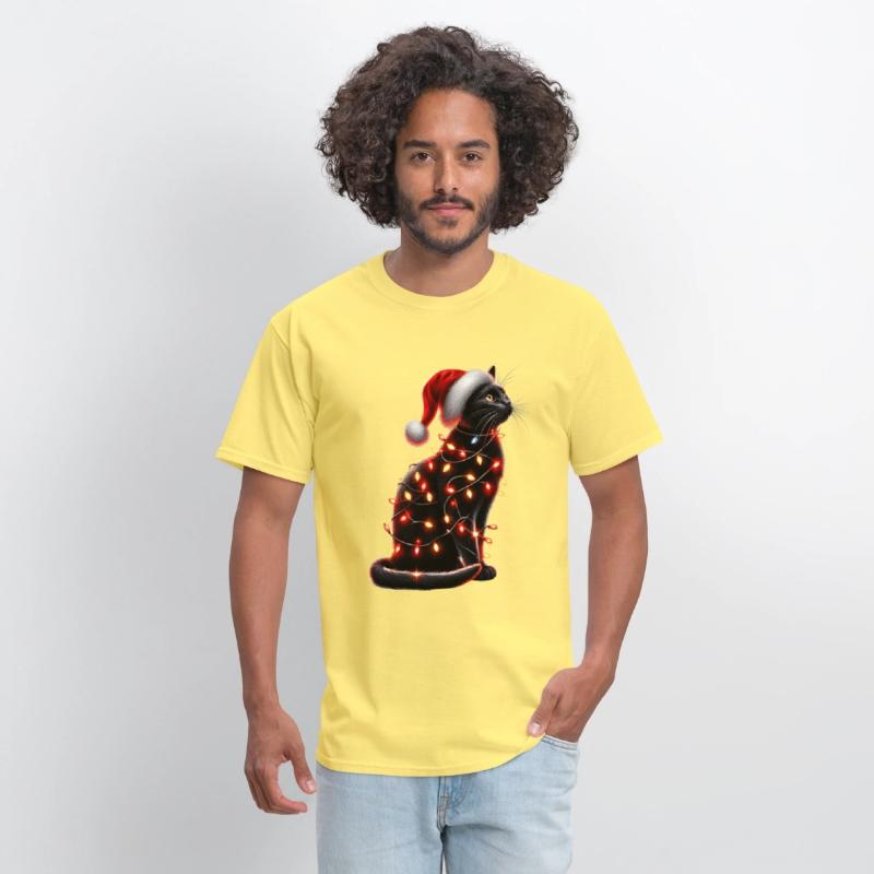 Black Cat Christmas Lights Funny Xmas Santa Cat