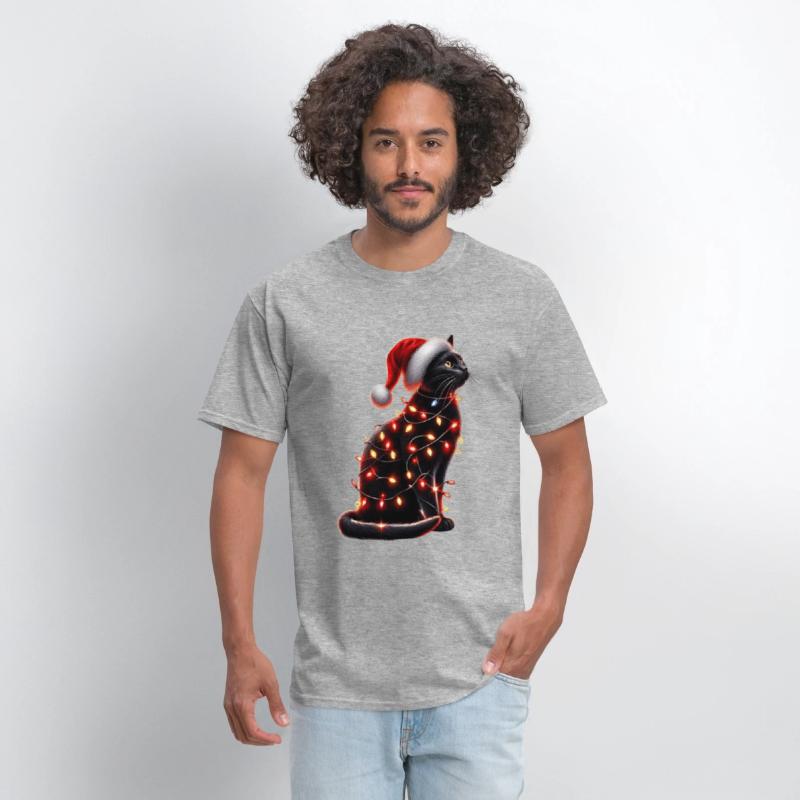 Black Cat Christmas Lights Funny Xmas Santa Cat