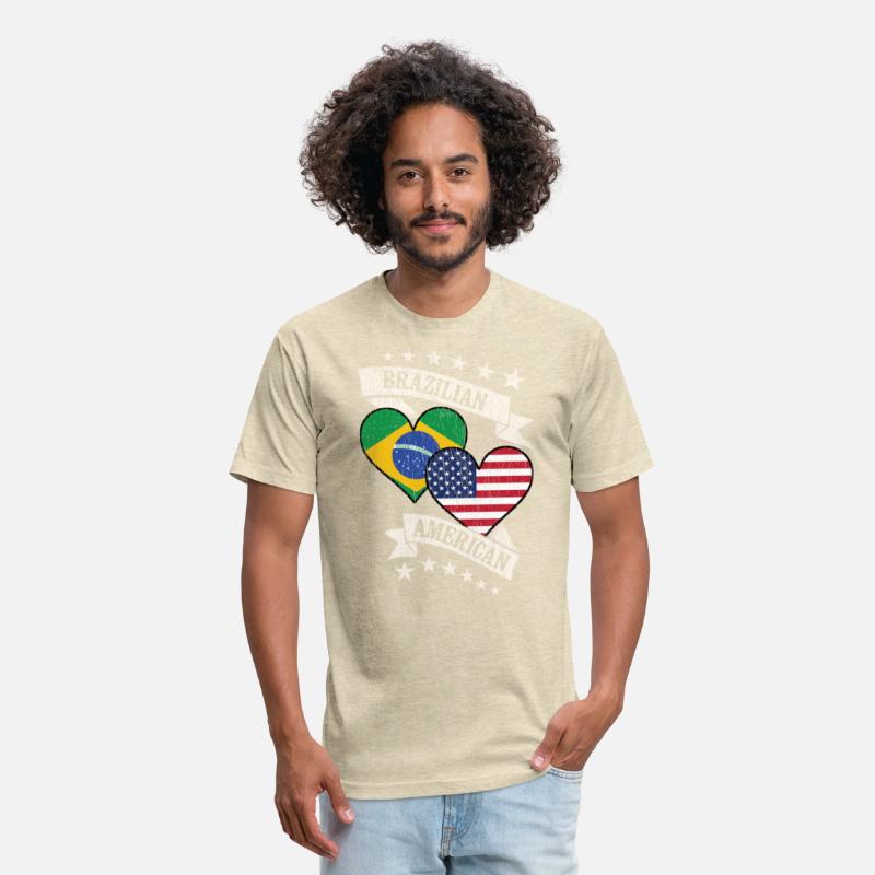 Brazilian American Heart Flags Brazil America