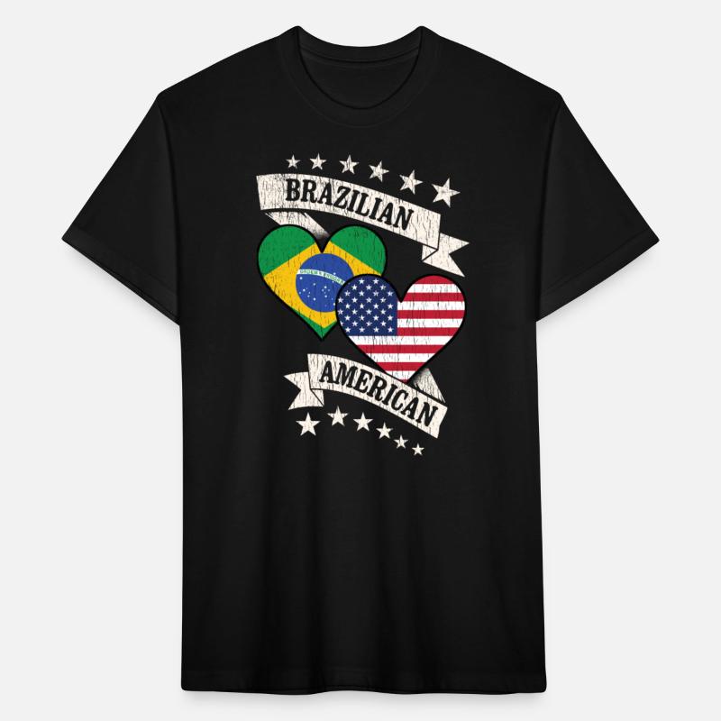 Brazilian American Heart Flags Brazil America