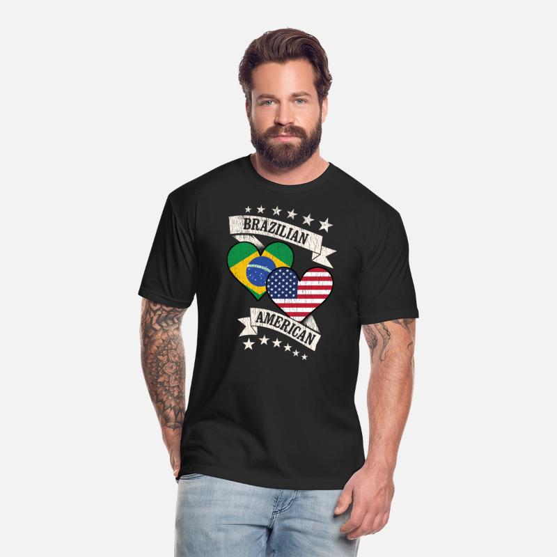 Brazilian American Heart Flags Brazil America