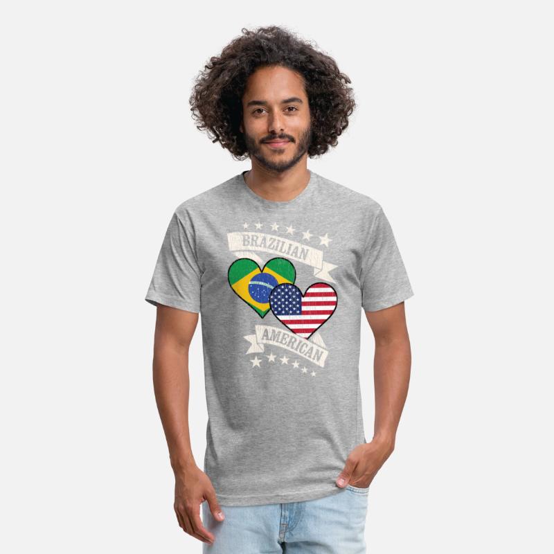 Brazilian American Heart Flags Brazil America