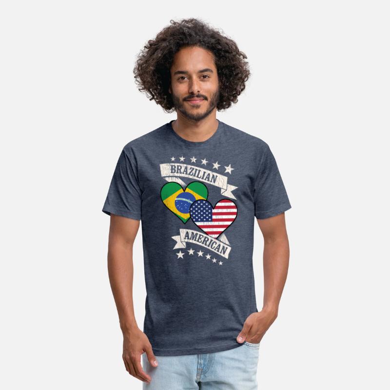 Brazilian American Heart Flags Brazil America