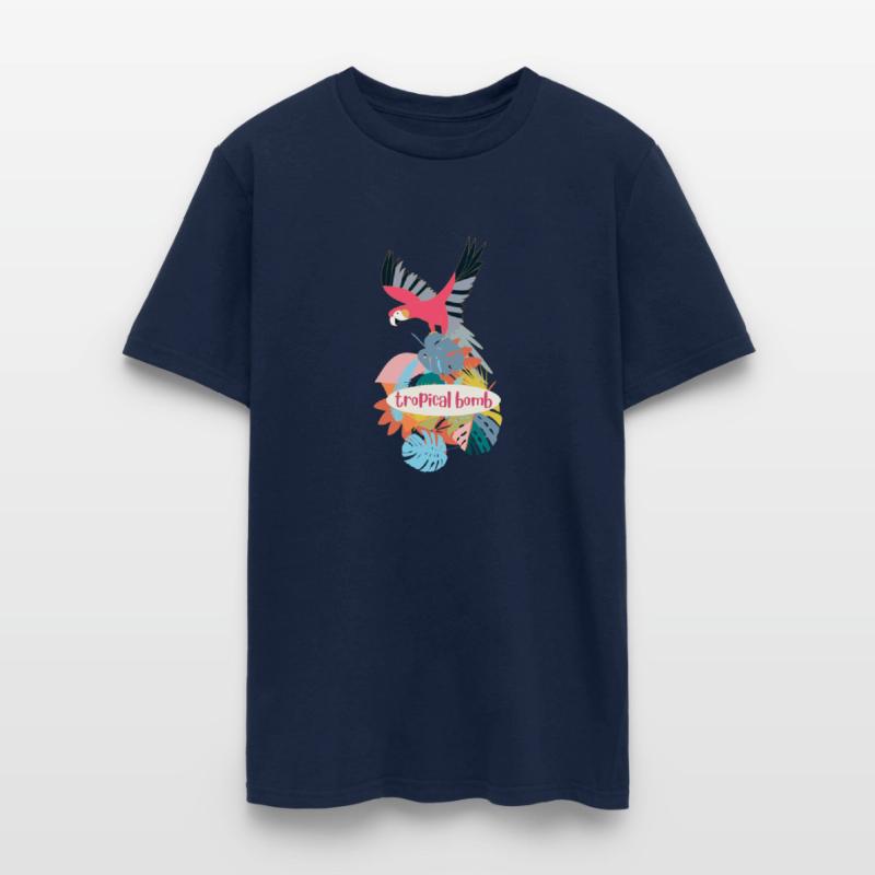 Bright Positive Tropical Bird Parrot Leaves Print