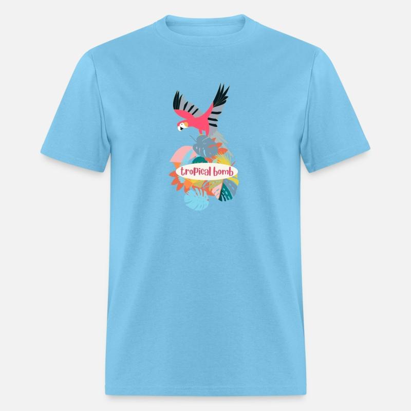 Bright Positive Tropical Bird Parrot Leaves Print