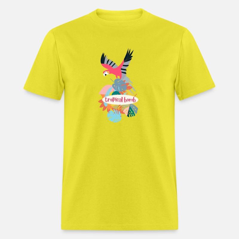 Bright Positive Tropical Bird Parrot Leaves Print