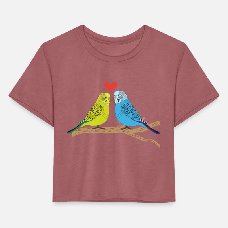 Budgerigars in a branch