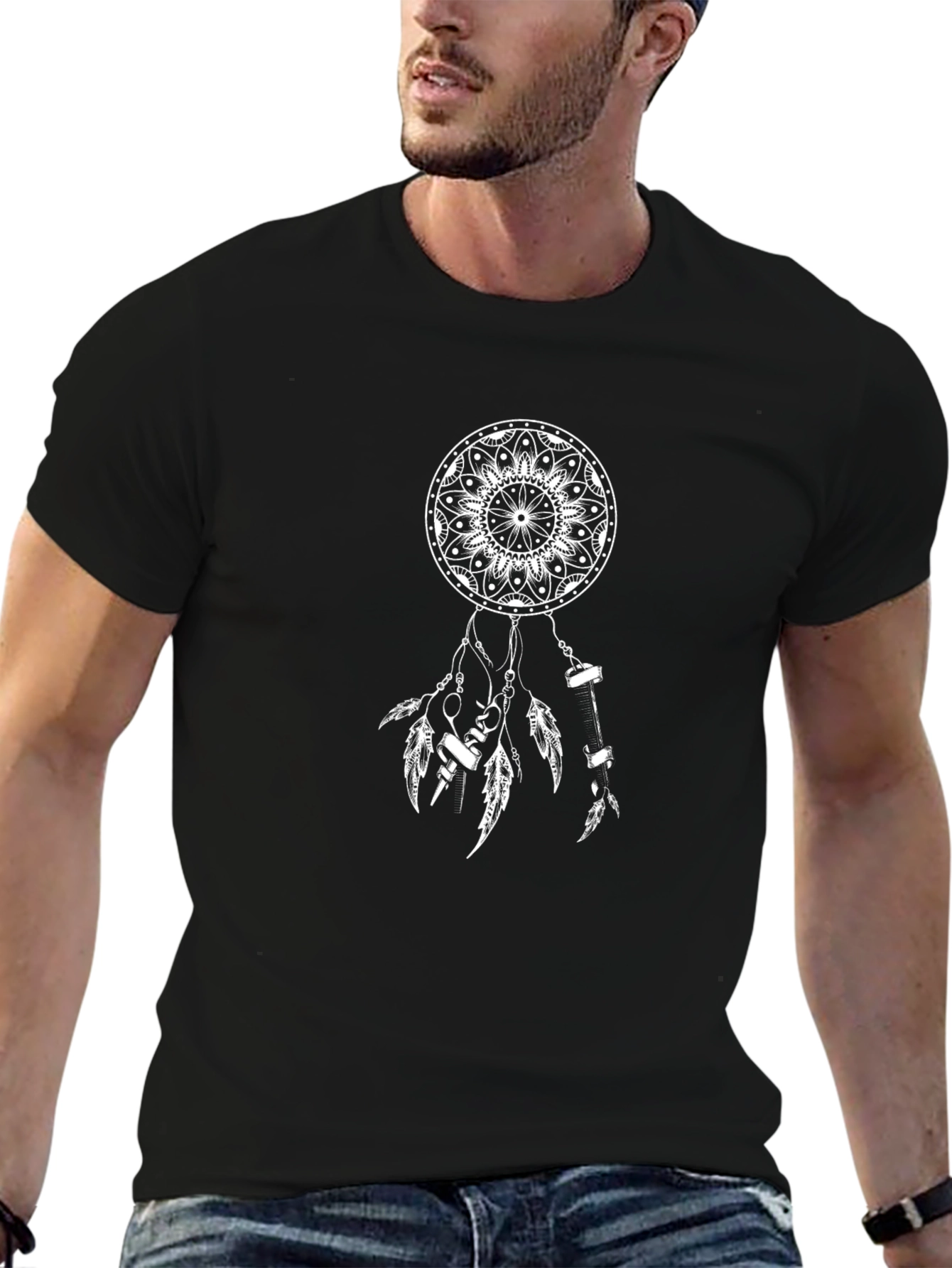 Dreamcatcher Graphic Tee - Black Cotton T-Shirt