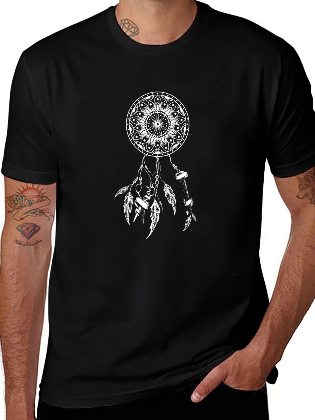 Dreamcatcher Graphic Tee - Black Cotton T-Shirt