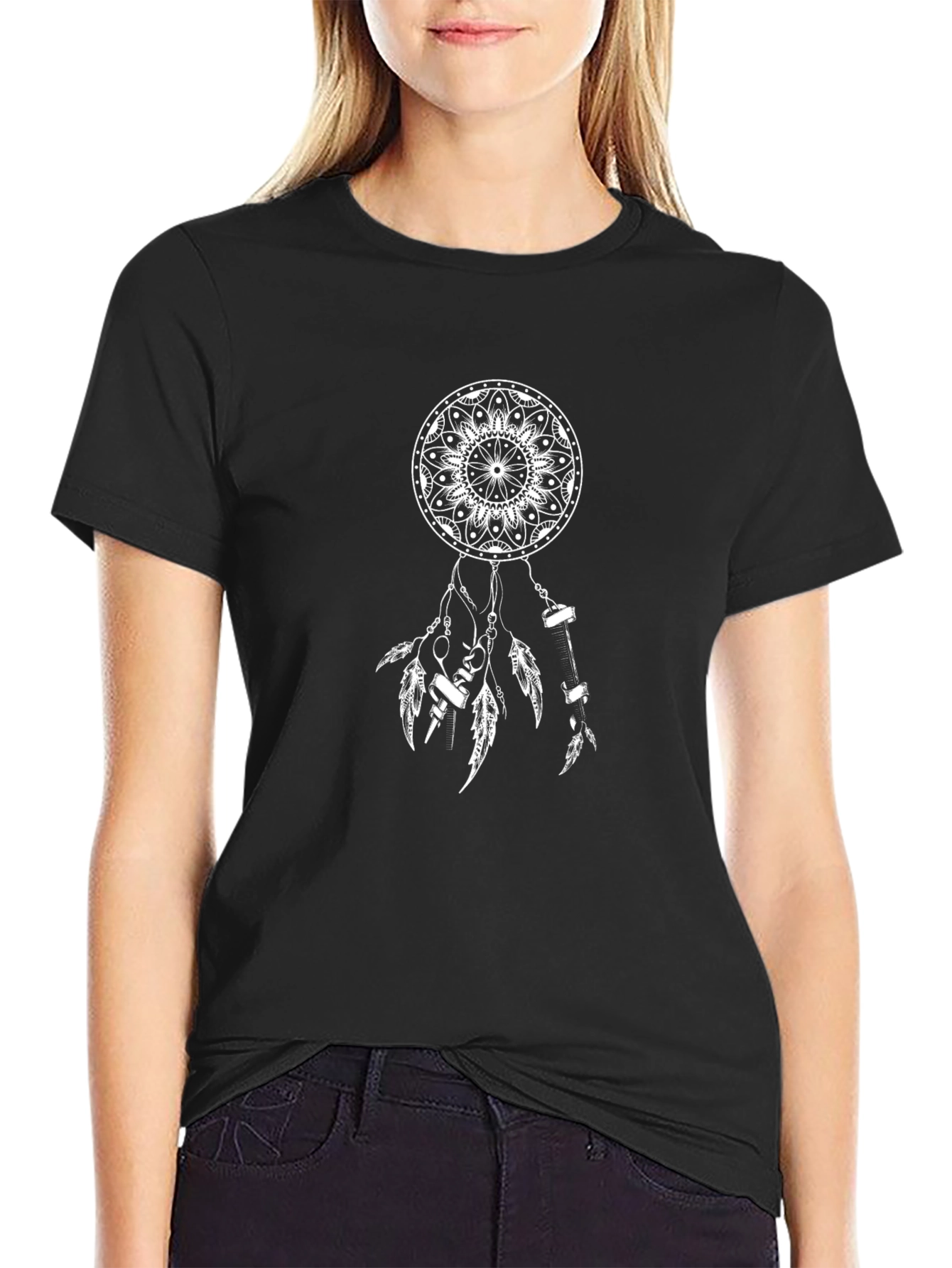 Dreamcatcher Graphic Tee - Black Cotton T-Shirt