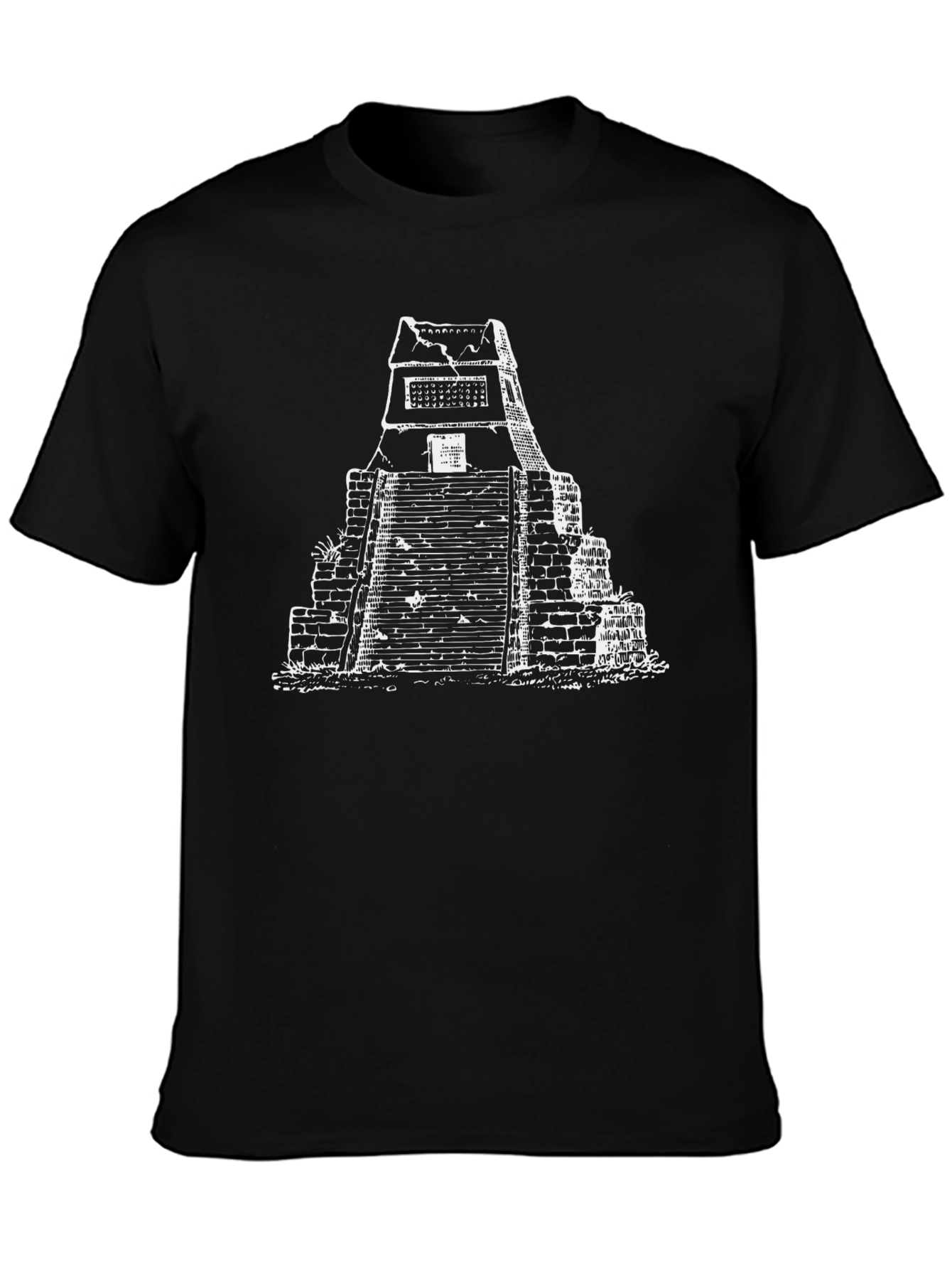 Mayan Pyramid Graphic Tee - Black Casual Shirt