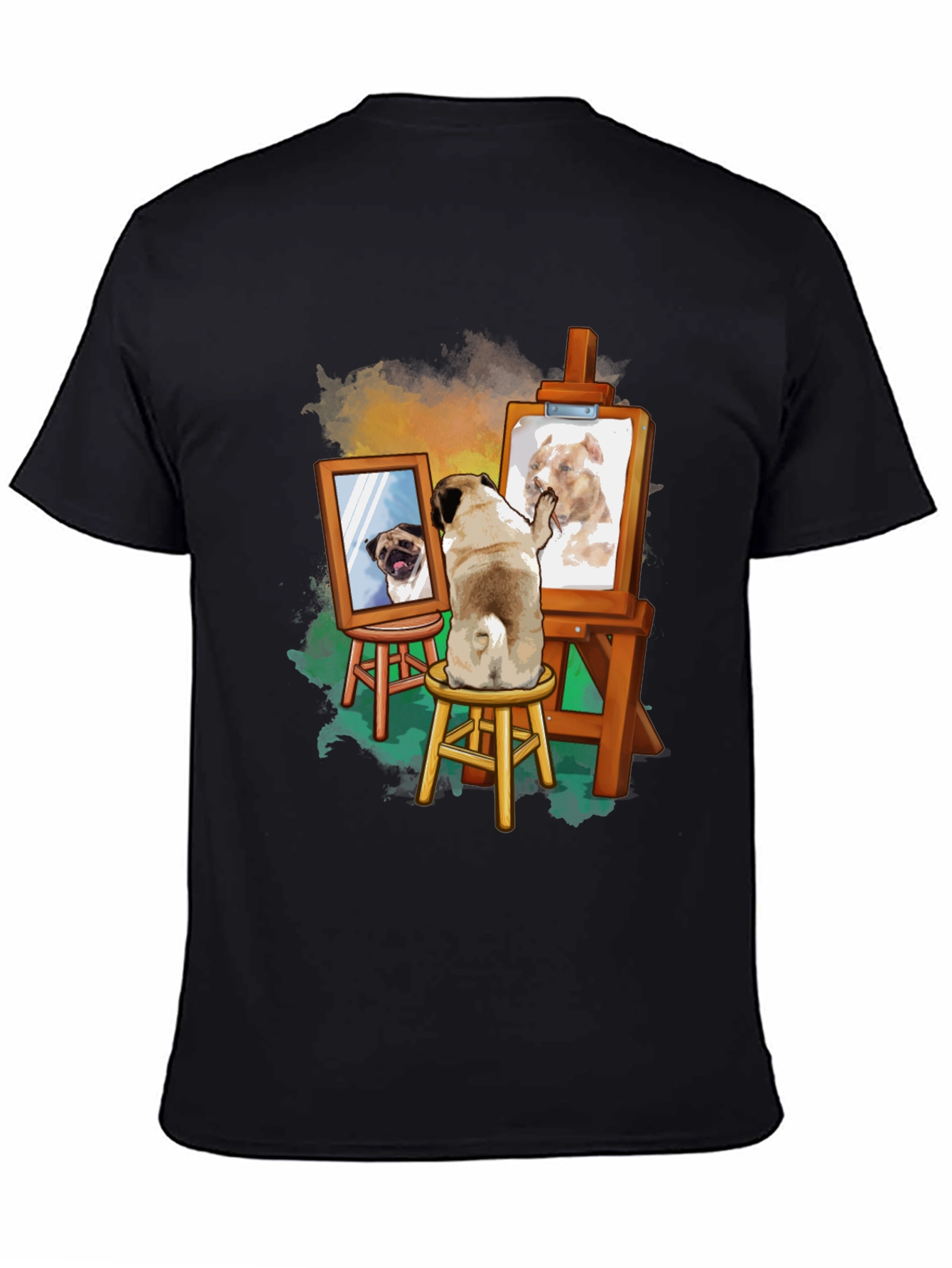 Pug Painting Pitbull Tee - Unique Artistic Design