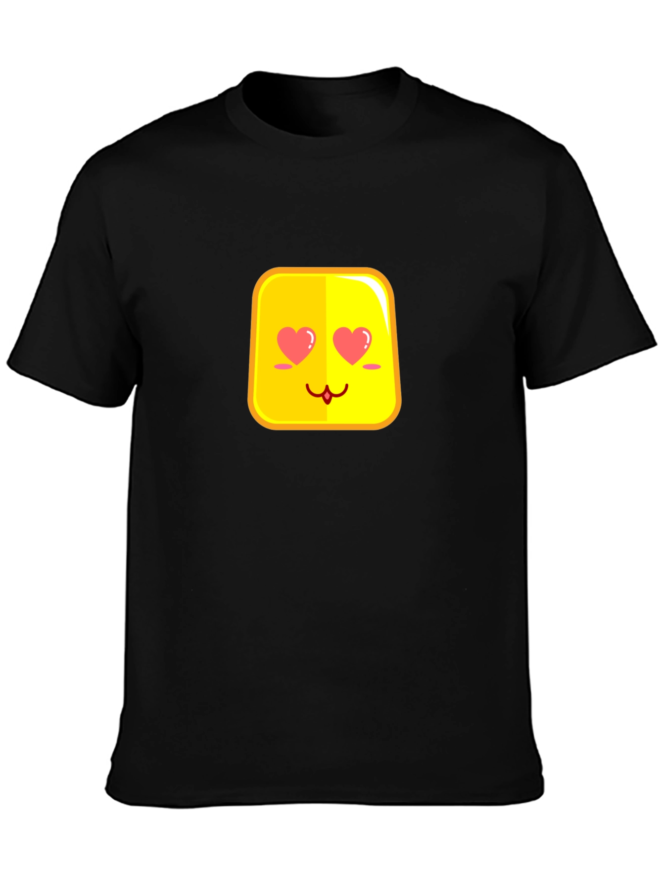 Cute Emoji Love Eyes Black T-Shirt