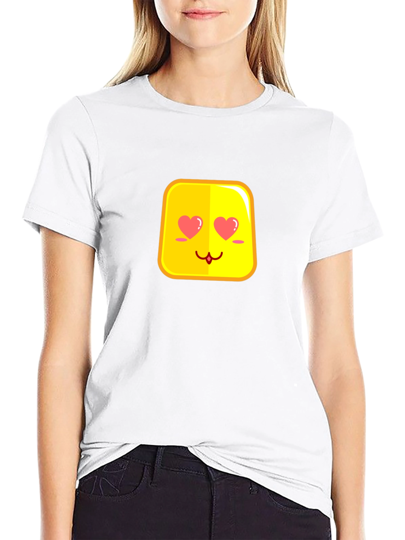 Cute Emoji Love Eyes Black T-Shirt